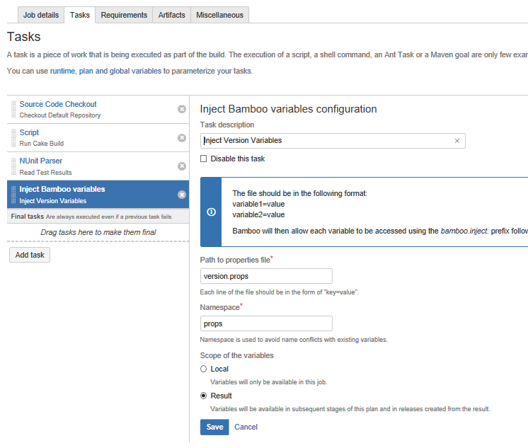 Reading the generated version number