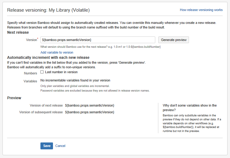 Configuring the release version